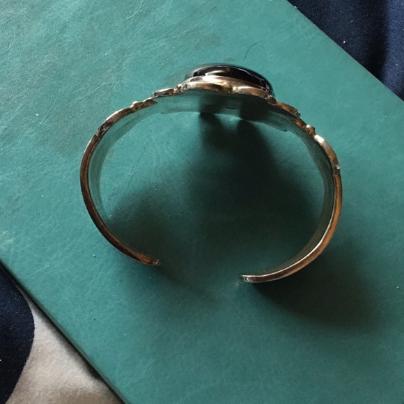 Sterling Silver Vintage Onyx Cuff Made in Mexico❤️ - Picture 3 of 4